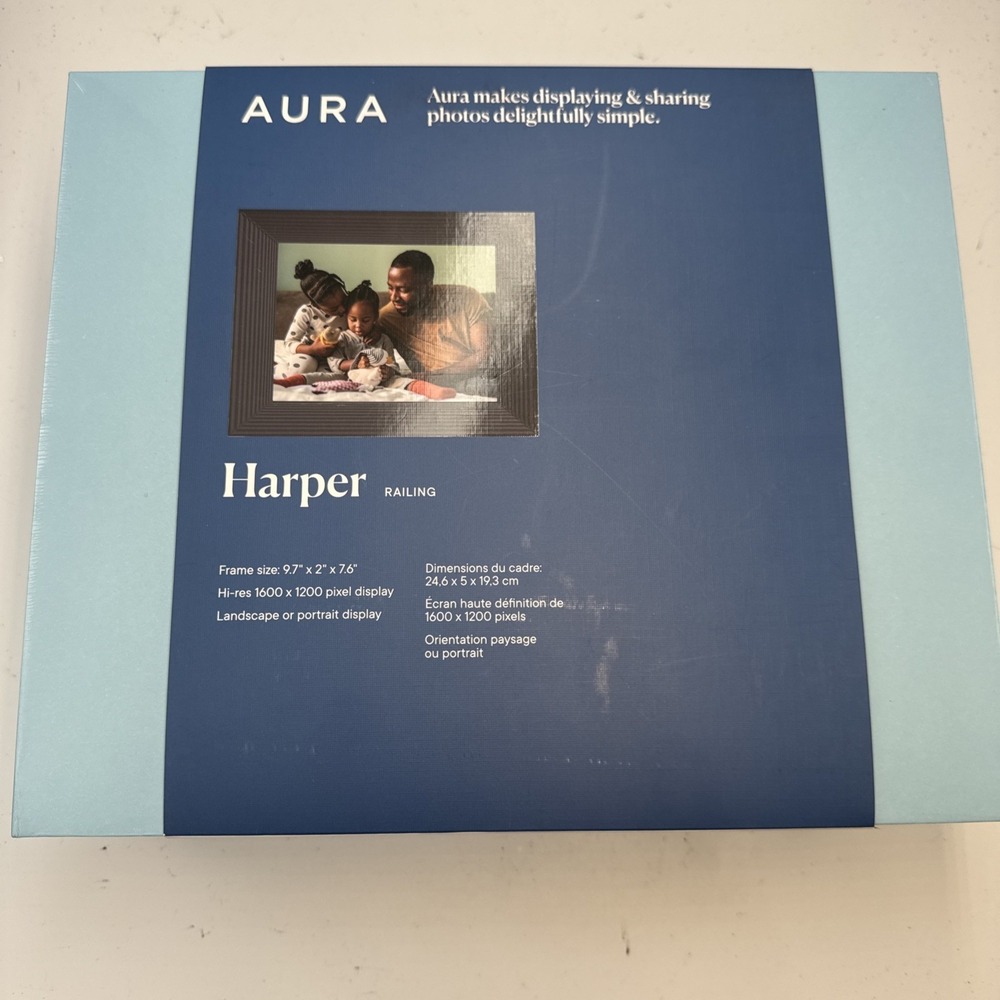 Aura Harper Digital Frame 9" in Railing (Gray) NEW